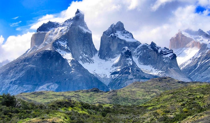 The towering, snow-capped mountains of Patagonia in Chile