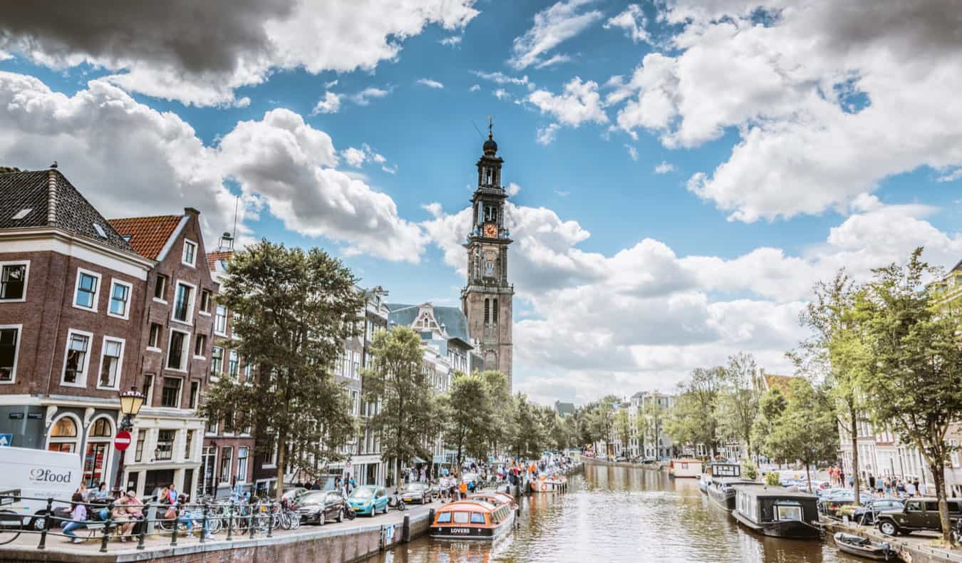 A sunny day in Jordaan, Amsterdam along the canals