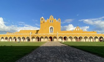 A colorful historic building in Mexico