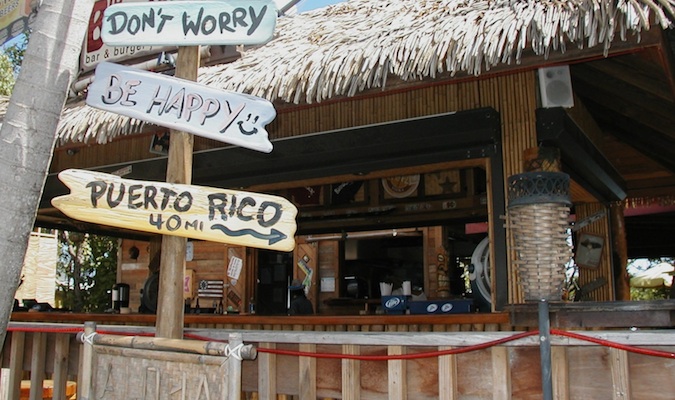 Unique signs at a bar on Redhook in the USVI