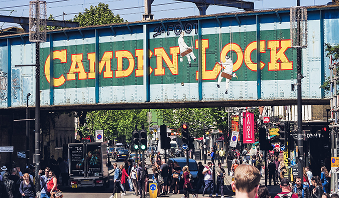 the crowded market around Camden, London