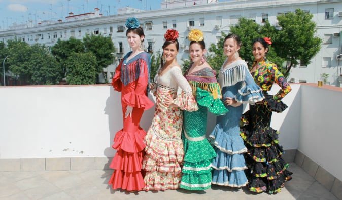 English teacher Cat Gaa and friends in typical dress