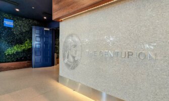 Entrance to an American Express Centurion airport lounge