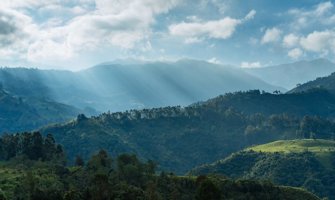 a green mountainous landscape in the Colombia countryside