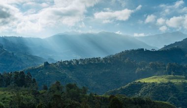 a green mountainous landscape in the Colombia countryside