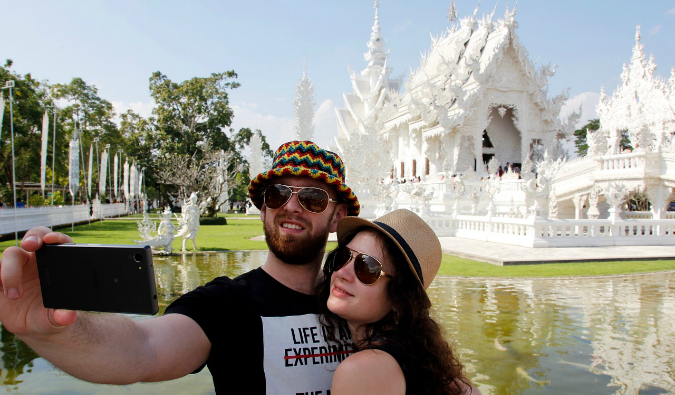 a couple taking a selfie