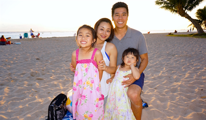 Cliff's family on vacation on the beach