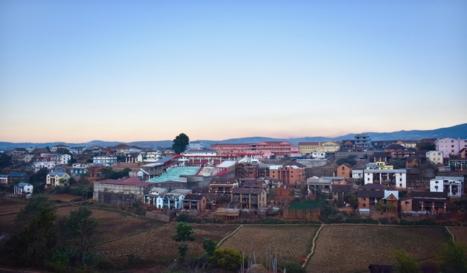 Old buildings on the outskirts of a small town in Madagascar