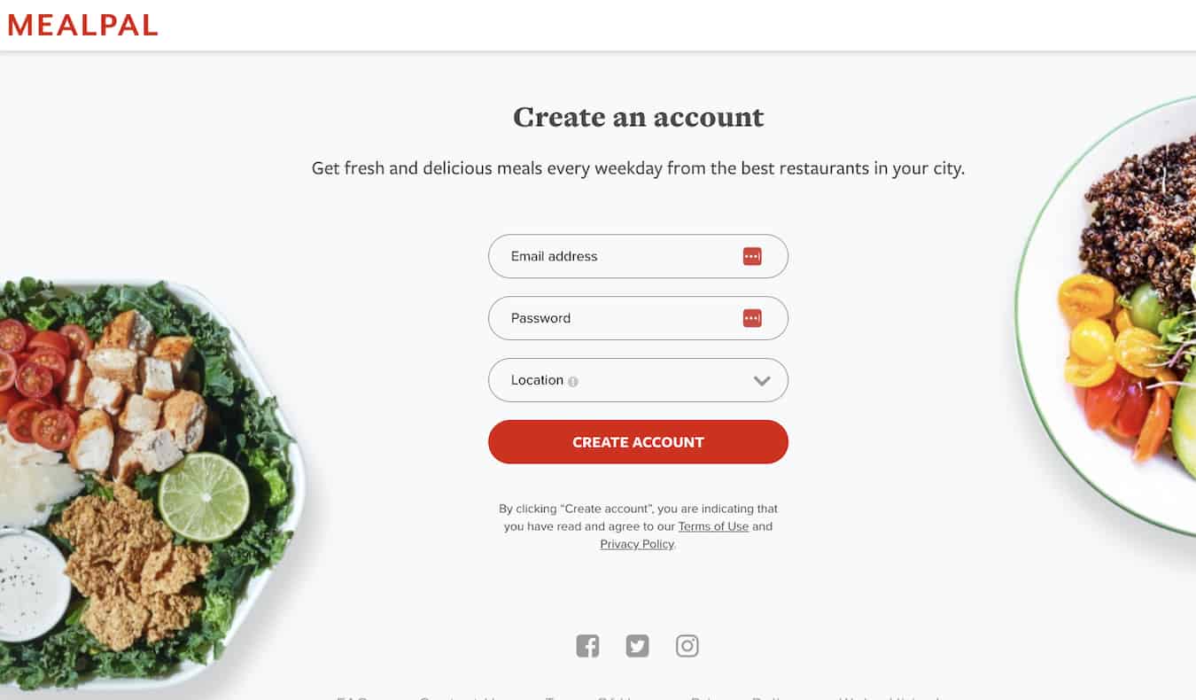 Meal Pal screenshot from their homepage