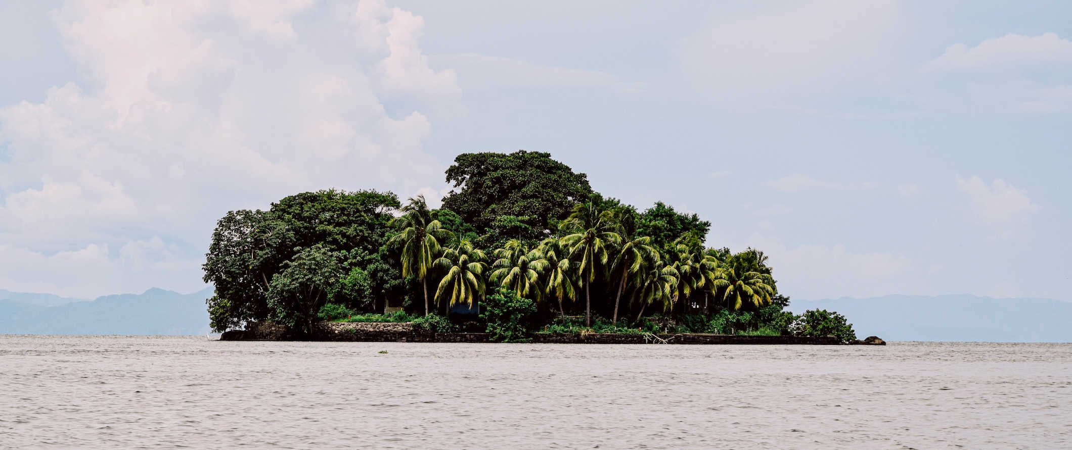 The popular, lush, and tiny Corn Island on a grey day in beautiful Nicaragua