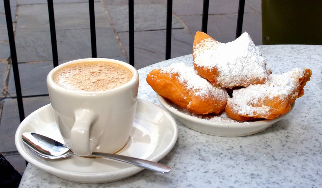 Coffee and dessert at a cafe in New Orleans