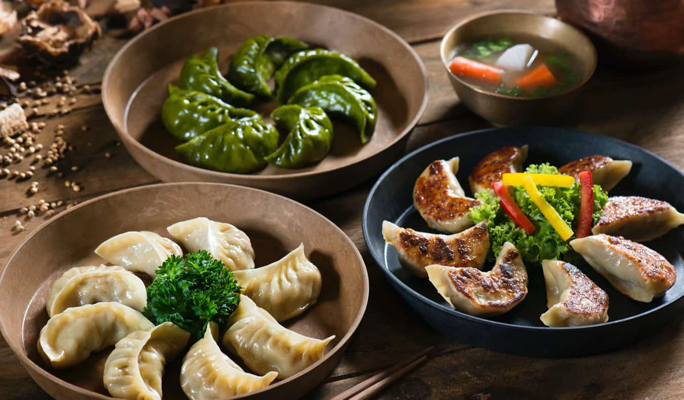 Delicious dumplings on a table ready to be eaten