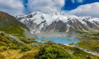 Snow-capped mountains in New Zealand