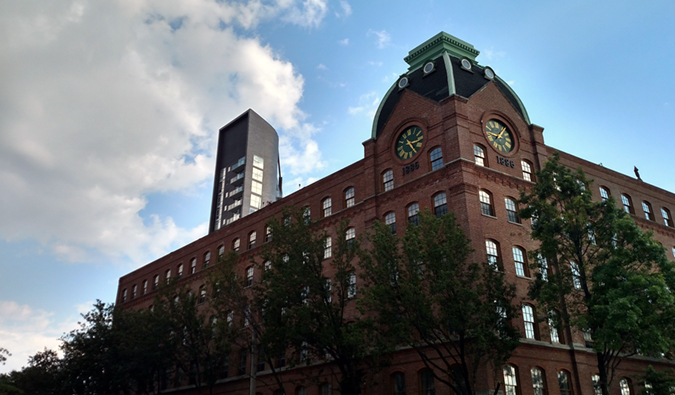 Architecture in Astoria, Queens surrounded by green trees