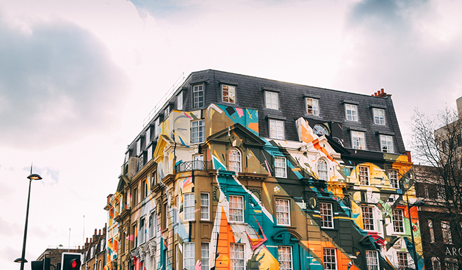 graffiti on a building in Shoreditch, London