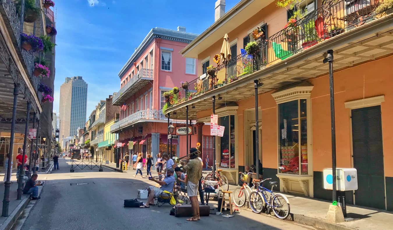 Locals playing music downtown in New Orleans, USA