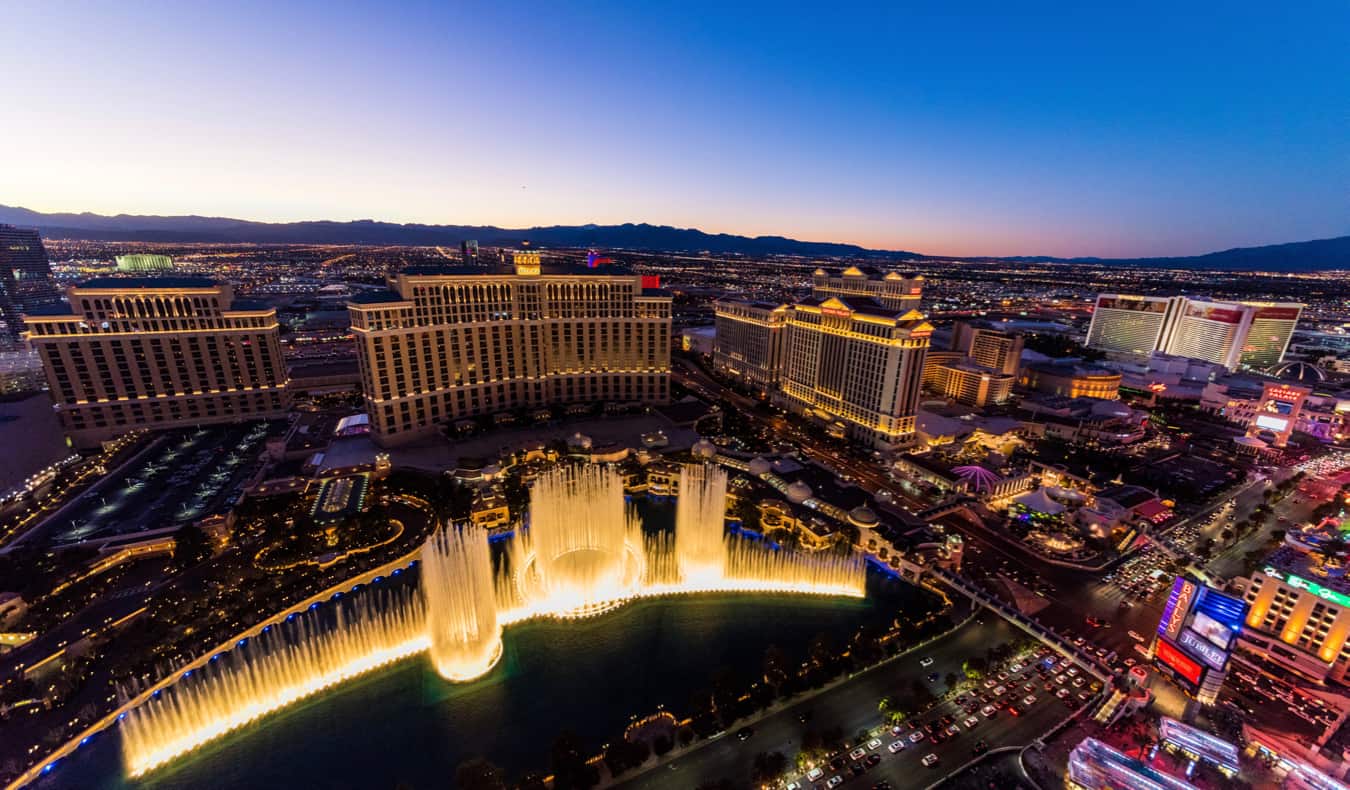 The Vegas Strip lit up at night