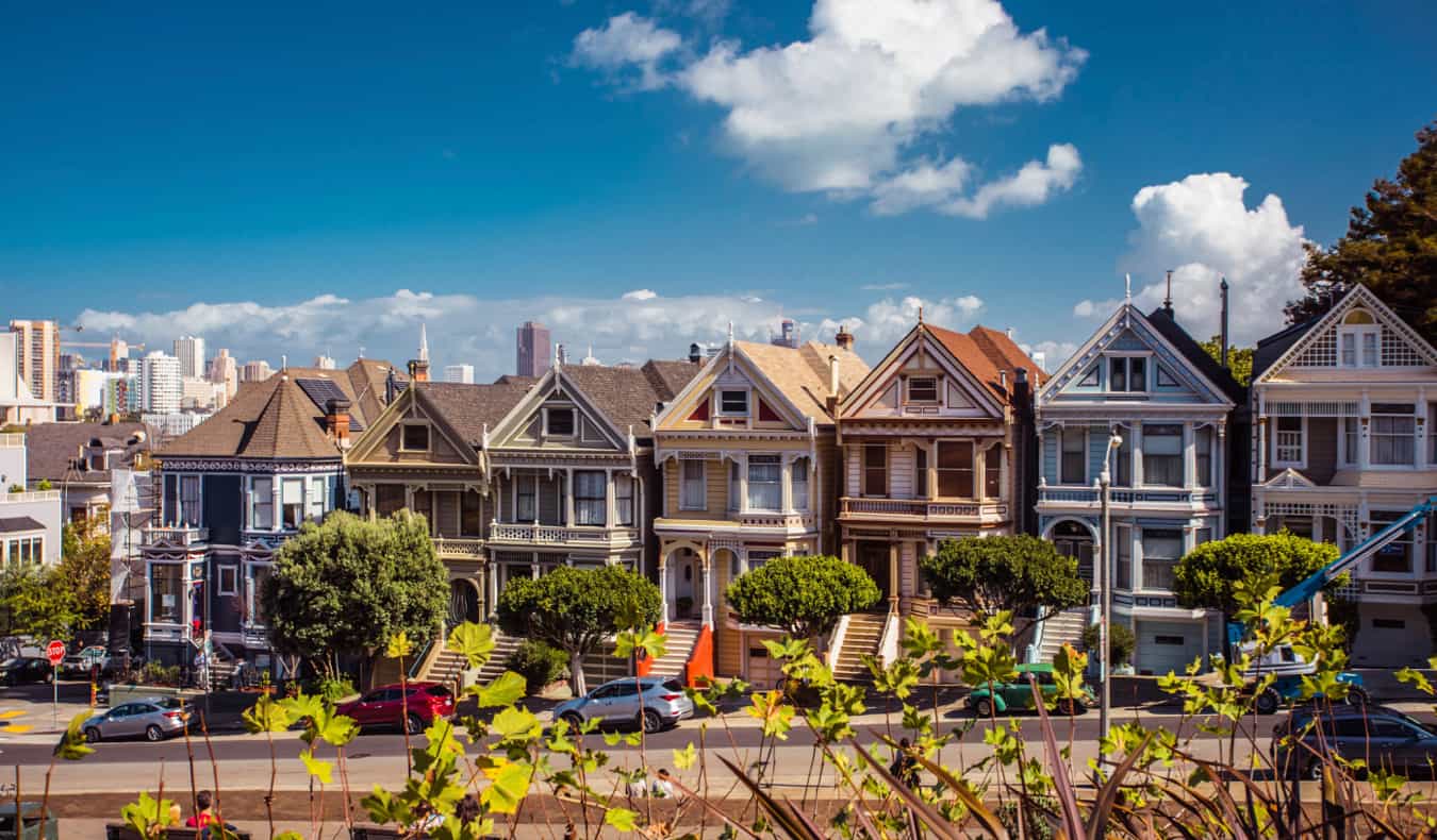 Colorful rowhouses in San Francisco, California, USA