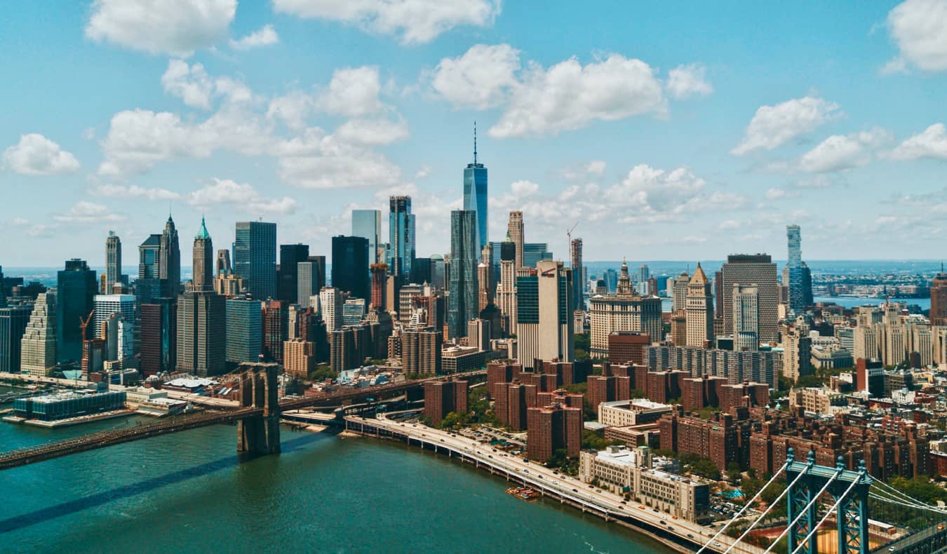 The iconic New York skyline during a bright summer day