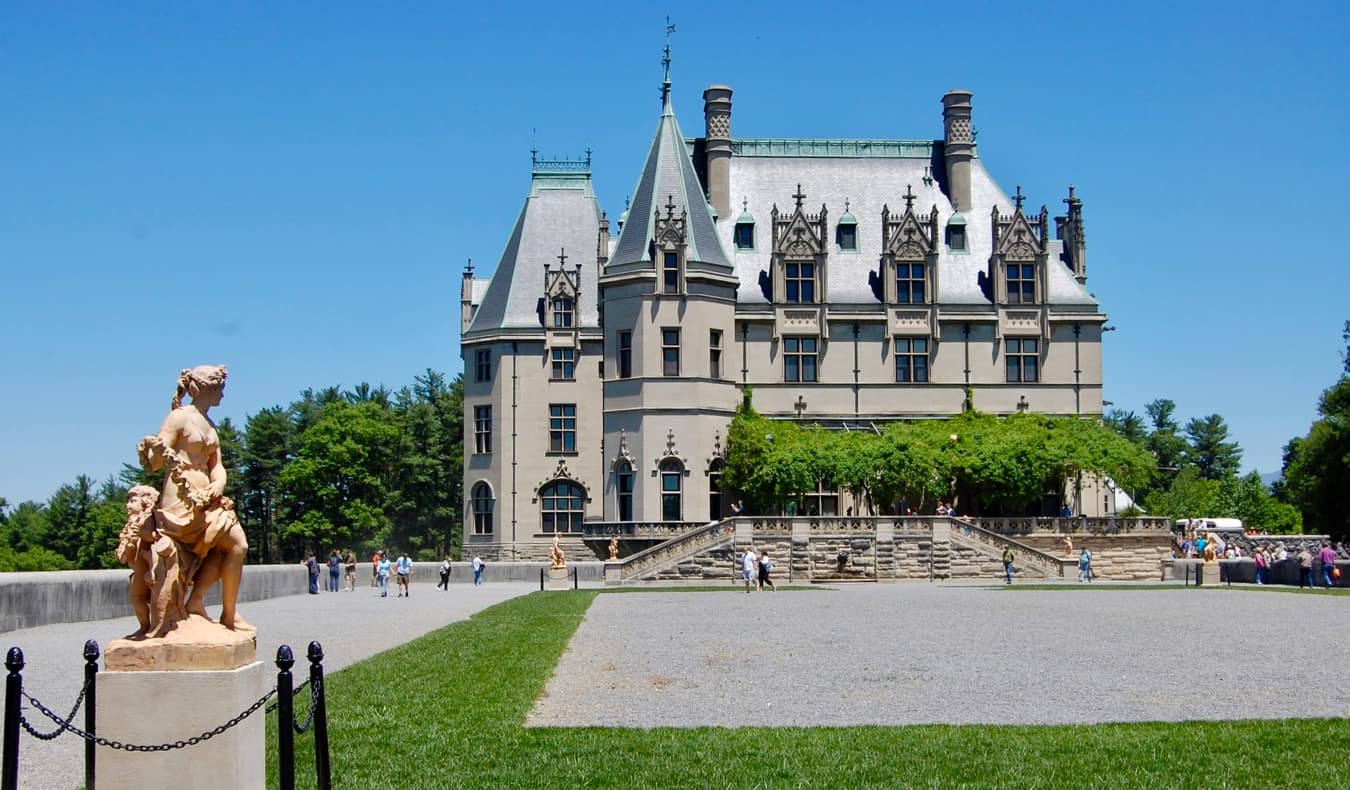 The famous Biltmore Mansion and its spacious gardens