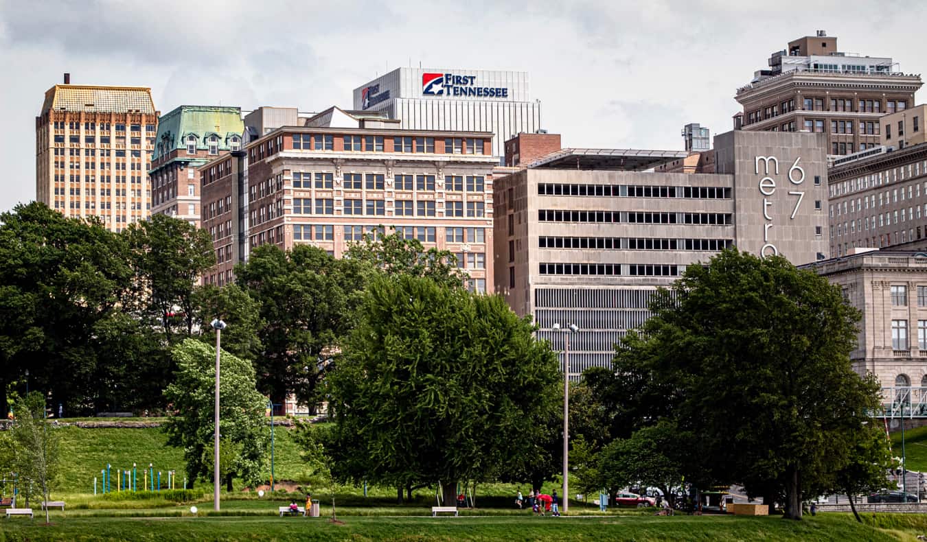 One of the many parks in downtown Memphis, TN, USA