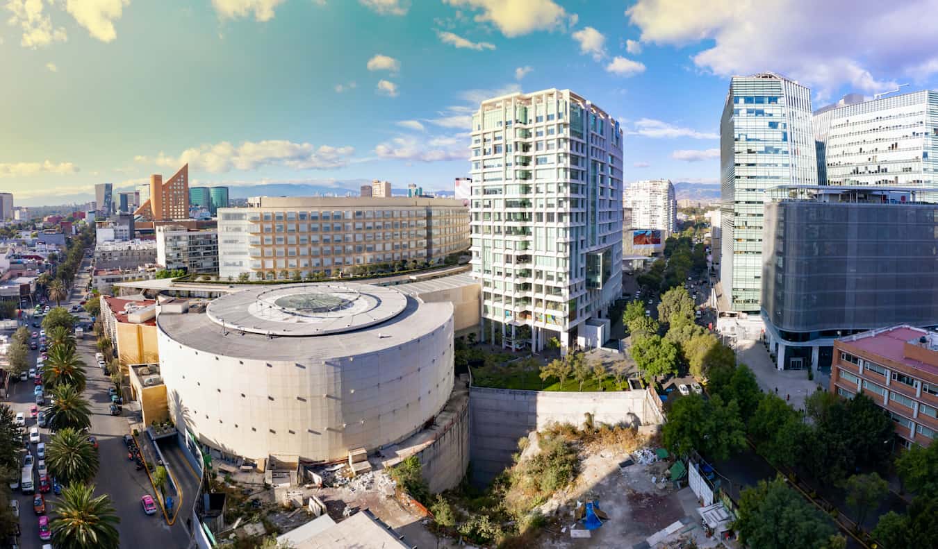 A view overlooking the mall in the Polanco district in Mexico City, Mexico